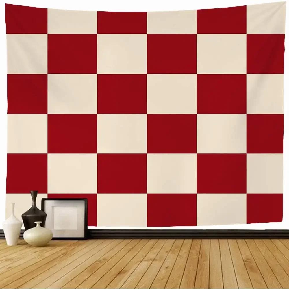 Checkered Tapestry Geometric Squares Style Tapestry Traditional Game Board Tapestry Wall Hanging for Bedroom Living Room Dorm