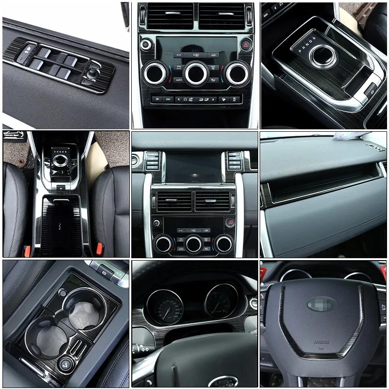 Stainless Steel Black Brushed Central Control Interior Decorative Sticker For Land Rover Discovery Sport 2015-19 Car Accessories