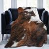 Cowhide Print Flannel Blanket, Cow Fur Print Flannel Throw Blanket Gift for Kids Adults, Soft Fleece Blanket for Couch Sofa Bed