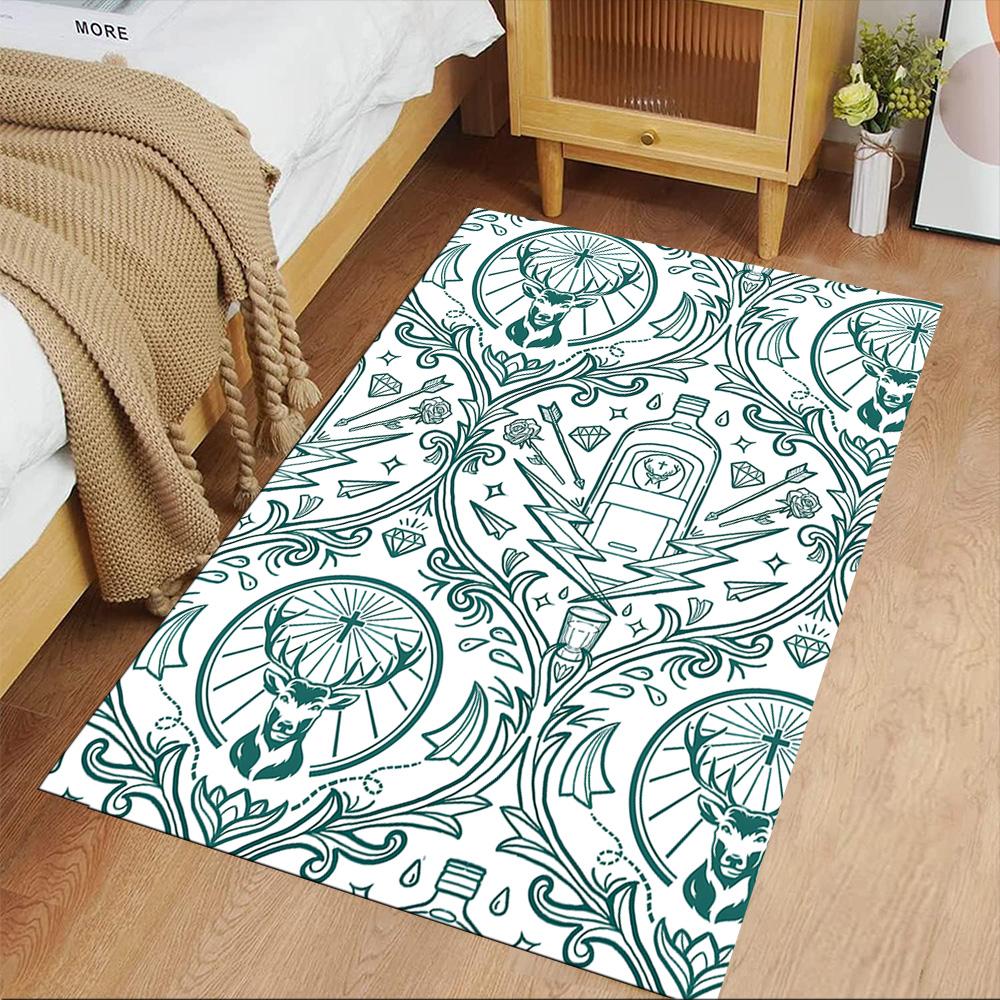 Electric Jägermeister Bottle Floor Mat Perfect for Dining Room Kitchen Balcony Foyer Antislip Carpet Anime Office Decor Gift for Festivals