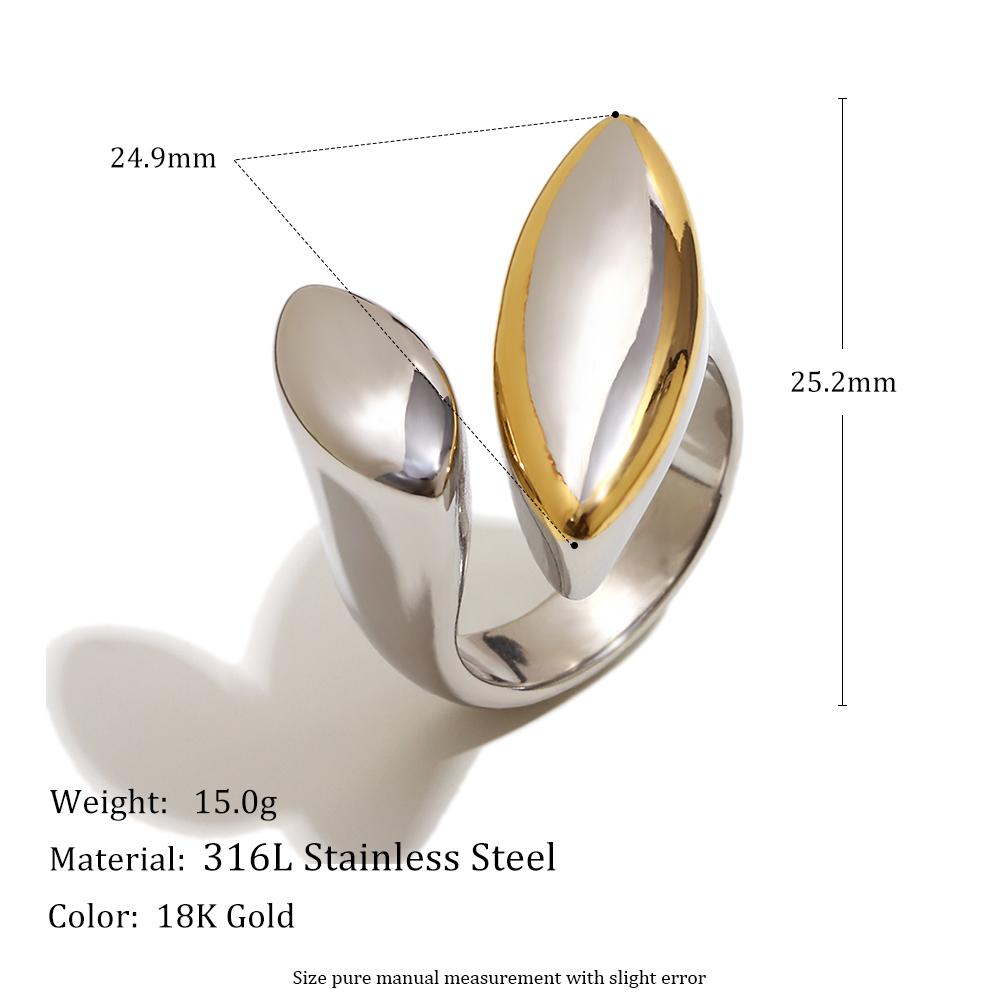 

MamacitaSlay 316L Stainless Steel Two Tone Asymmetric Oval Opening Ring Party Waterproof Jewelry Women s Unique Cool Ring Gift 8