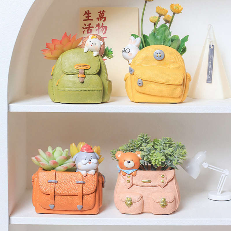 Cartoon Animal Shaped Planter Garden Decorative Small Flower Pot Succulent Planter Pots Resin Container Home Table Decoration