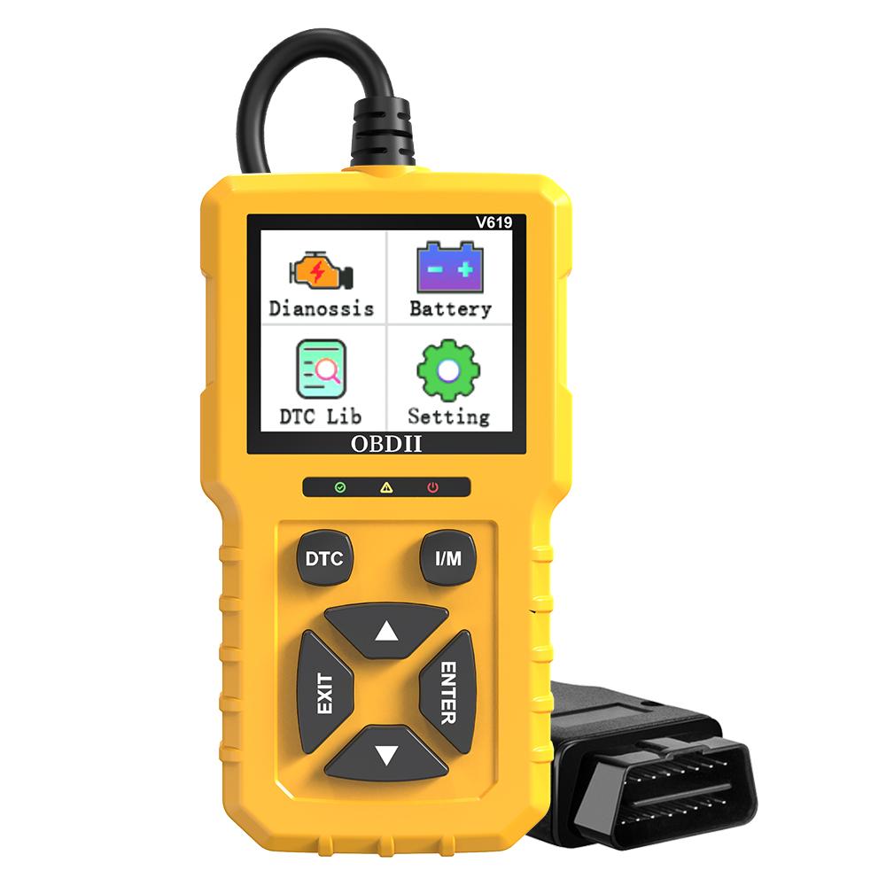 

Система Check Engine Инструмент для диагностики автомобиля Считыватель кодов Тестер аккумулятора Многоязычный OBD2 сканер V619 Очистить/Удалить коды