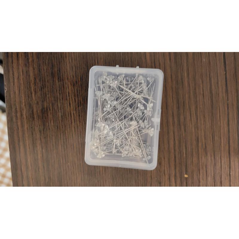 Clear Floral Head Pins - 6x38mm, Box of Diamond-Shaped Push Pins for Wedding Bouquets