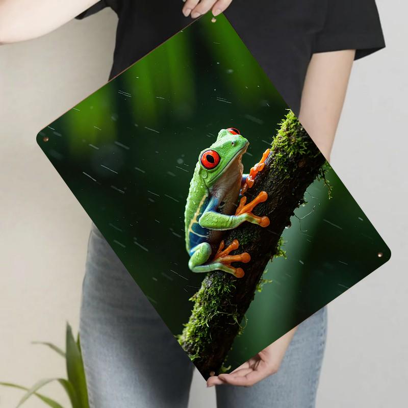 Red Eyed Tree Frog Metal Wall Art Tropical Rainforest Animal Decor Waterproof Rustproof Home Decor