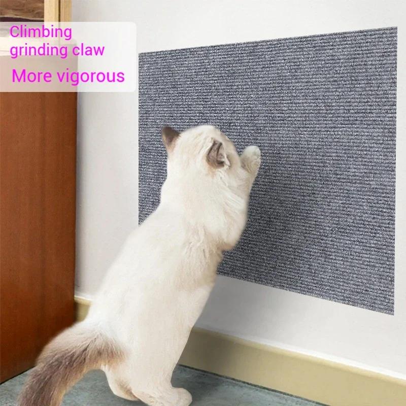 Self-Adhesive Cat Scratching Mat Trimmable Sofa Protector with Removable Carpet - Anti-Scratch Board & Play Pad for Cats