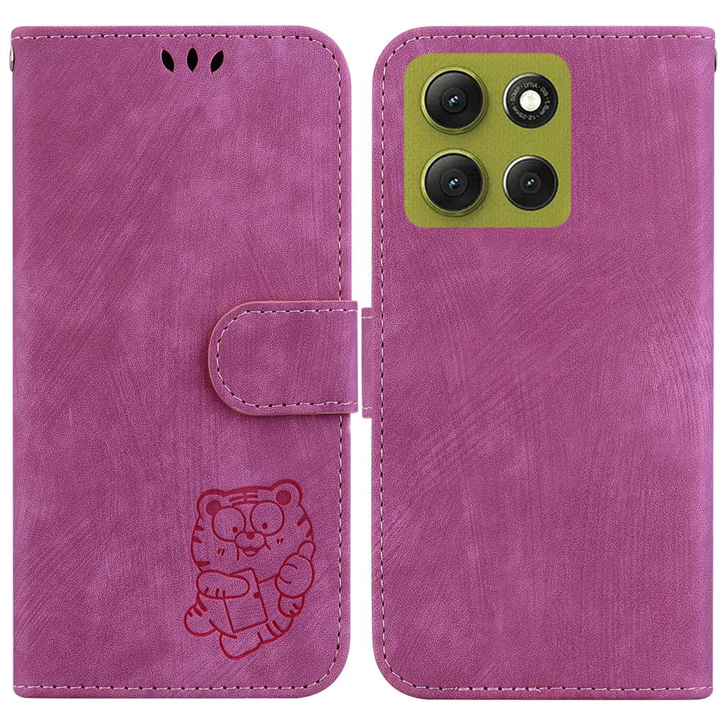 For Motorola Moto G86 5G Wallet Case Tiger Imprint Leather Shockproof Phone Cover with Wrist Strap