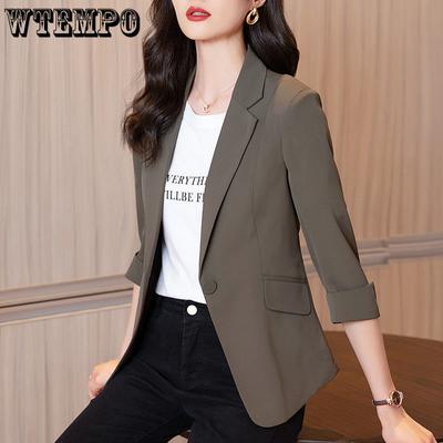 Small Suit Jacket Women's Spring and Summer Solid Color Fashion Outer Wear Seven-point Sleeve Suit Thin Slim Short Suit Top Sunscreen Shirt