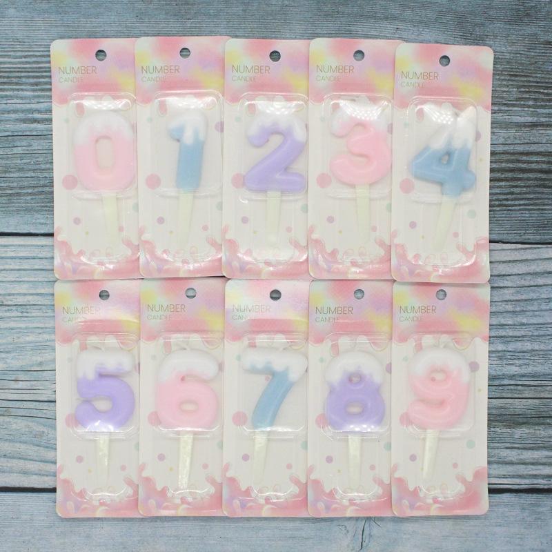 INS Cake Decoration Cream Colorful Digital Candle Cartoon Birthday Party Atmosphere Candy Color 0-9 Digital Candle