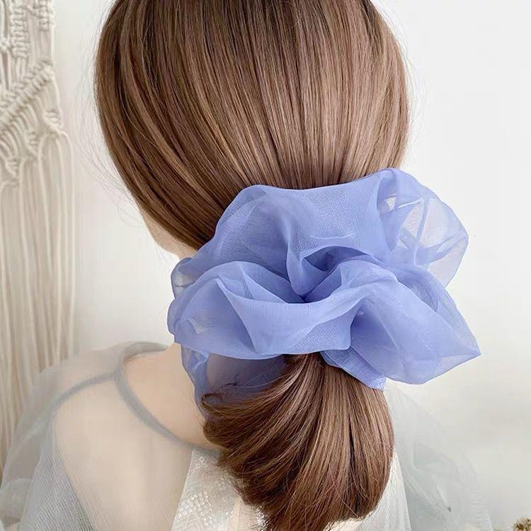 Organza Hair Tie for Women - Korean Style Rubber Band with Leather Case