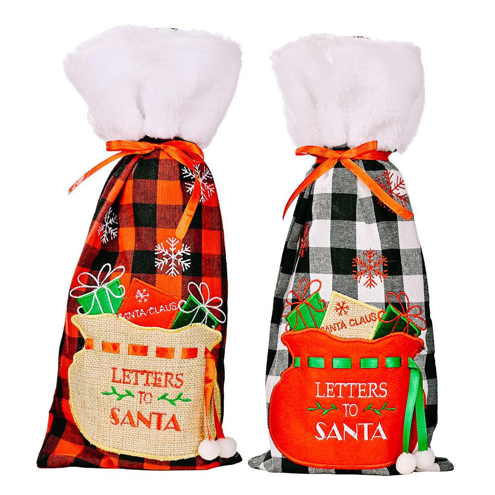 Christmas Plaid Stylish Wine Bottle Wraps In Eyecatching Red Black And Variants White