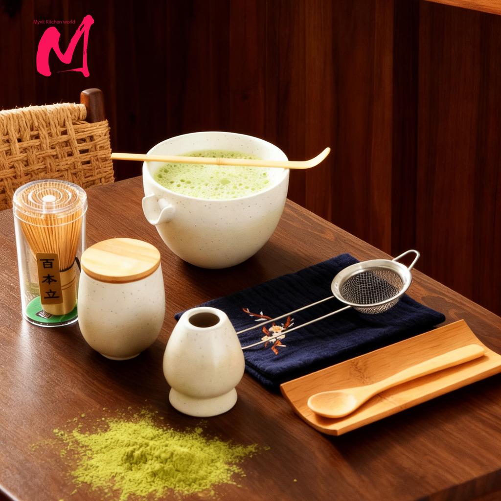 9PCS Matcha Tea Set Whisk Japanese Matcha Tea Whisk Set Holder for Tea Lovers Tea-Making Tools Kitchen Accessories Ceramic Gift