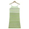 Summer Sexy Backless Knitted Halter Dress Striped Color Blocking Beach Dress Female
