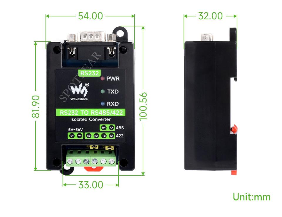 Industrial RS232 To RS485/422 Serial Converter with Active Digital Isolation