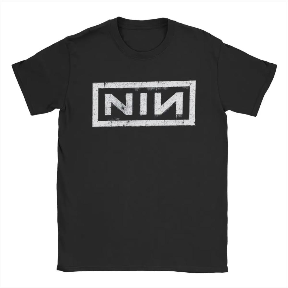 NIN Retro Logo Nine Inch Nails T-skjorte Herre Mote Bomulls T-skjorte Rund Hals Kortermet T-skjorter Gaveidé Klær
