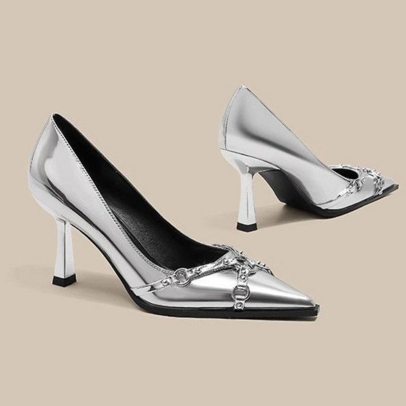 Damen Sommer Neu Klassisch Einfarbig Stiletto Bequeme Hohe Absätze Sexy Spitz Zehen Slip-on Büro Shopping Damen Sandalen