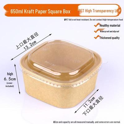 Boîtes Alimentaires Carrées Jetables en Papier Kraft avec Couvercles