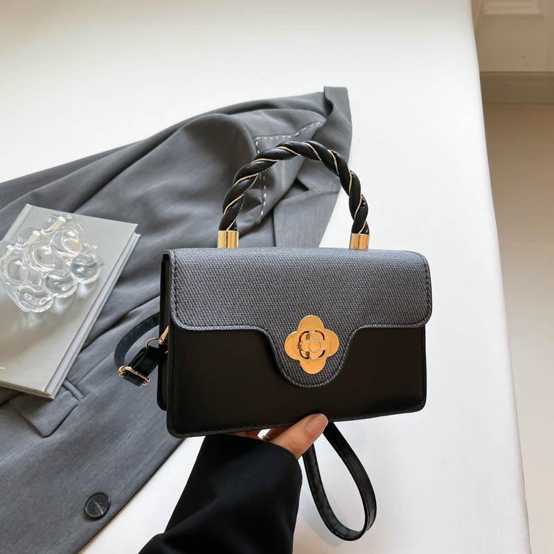 

Simple design, fashionable commuting, beautiful splicing, summer new textured crossbody shoulder portable small square bag woman чёрный