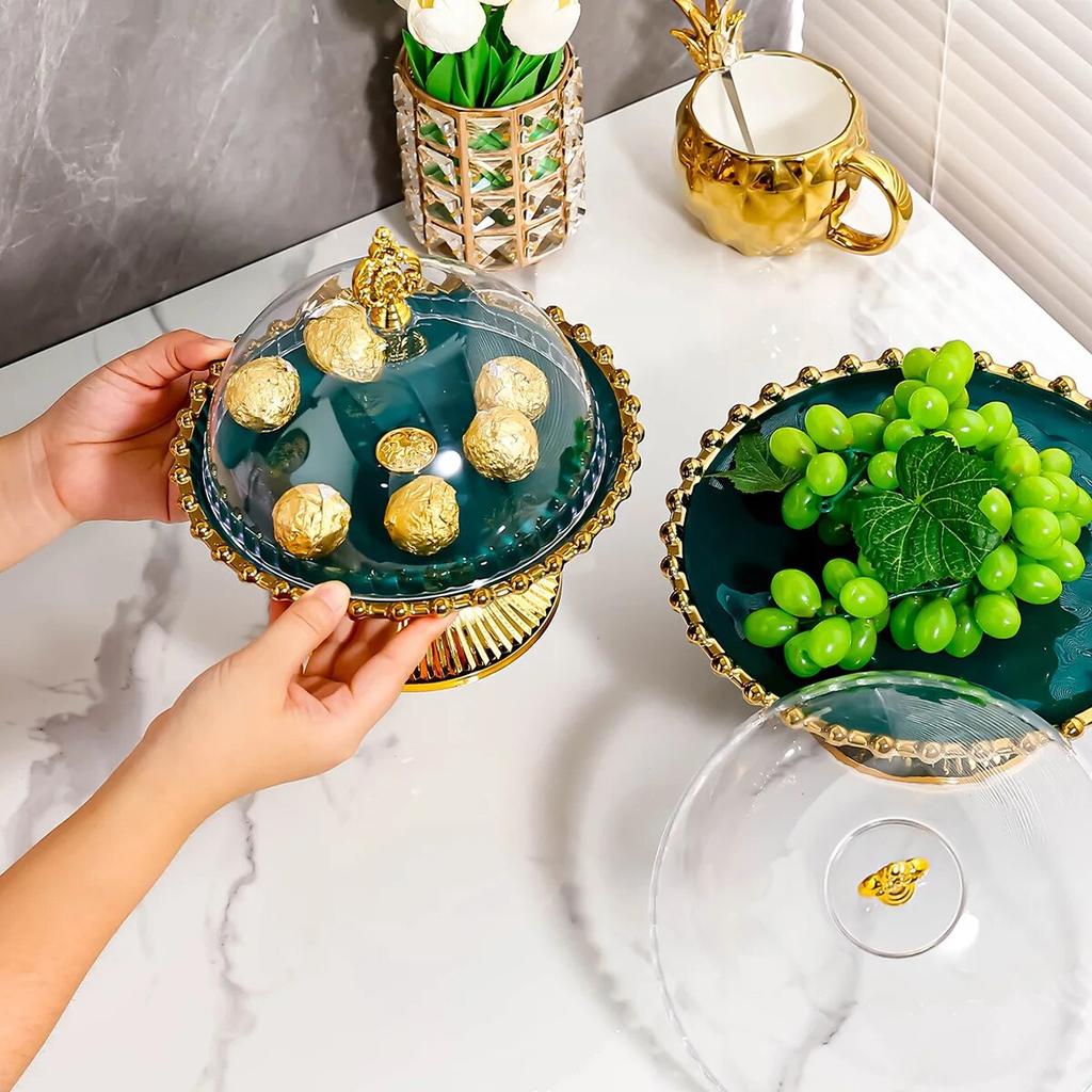 Fruit Tasting Tray with Lid Clear Ceramic Tray, Birthday and Wedding Party Afternoon Tea Fruit Tray Item Display Tray Decoration