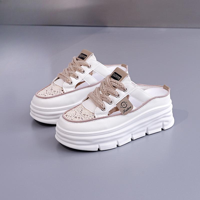 

Дышащие тапочки Женская обувь Сквозные Толстая подошва Увеличивающие рост Повседневная обувь Сандалии 40 бежевый/хаки