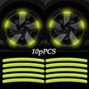 New 10pcs Car Wheel Hub Reflective Sticker Tire Rim Reflective Strips Luminous Sticker for Night Driving Car-Styling Accessories
