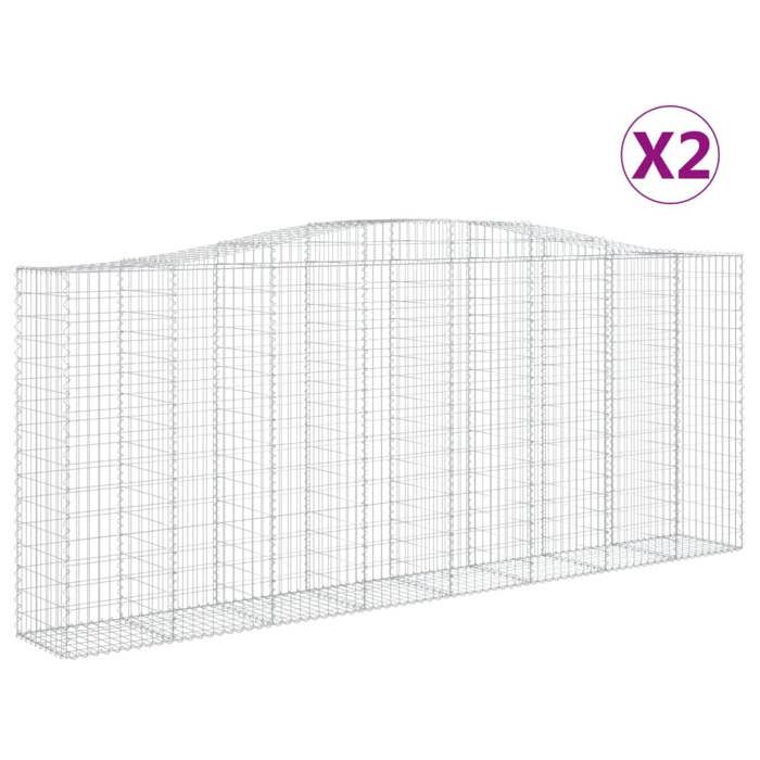 VidaXL Arched Gabion Baskets 2 Pcs 400x50x160/180 Cm Galvanized Iron, Gabion, Gabion Cage, Gabion Wall Basket, Wall 3145995