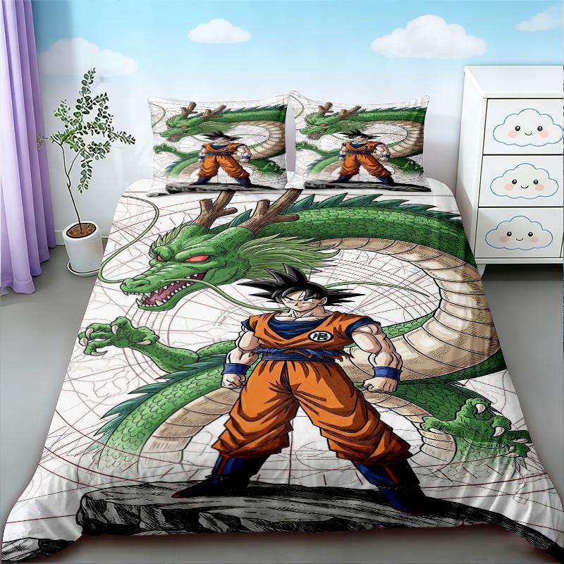 Cartoon Dragon Ball Duvet Cover Set Goku Bedding Set Soft And Comfortable For Children Bedroom Decor Queen King Size