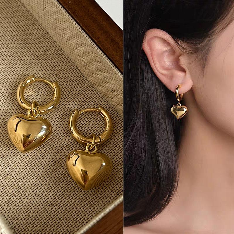 Gold Ring Earrings Women's Ear Buckles Light Luxury High-end Earrings Autumn and Winter Ring Earrings