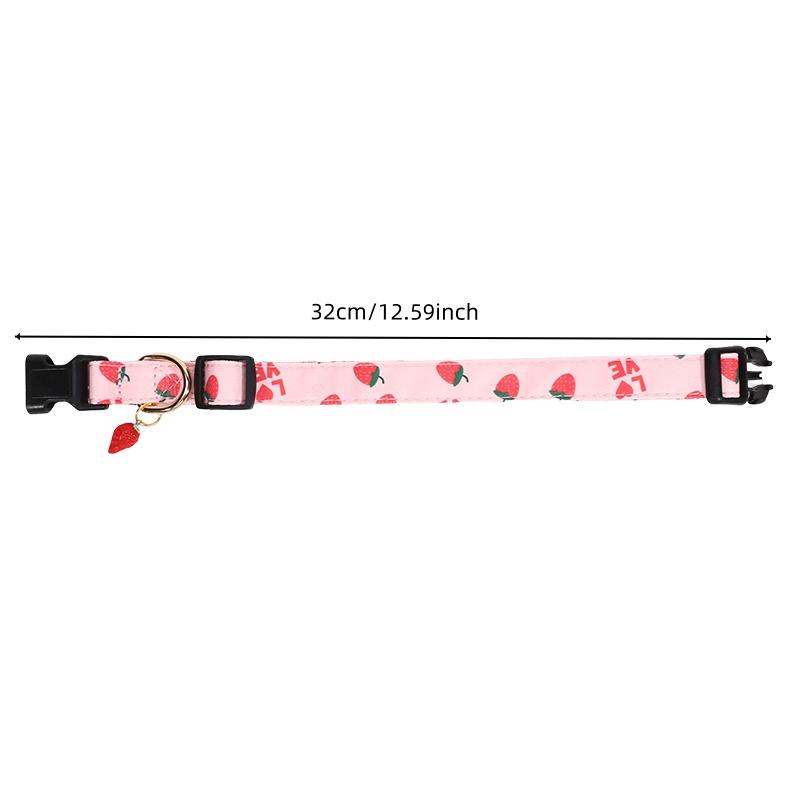 Fruit Pattern Pet Dog Collar Cute Strawberries Print Dog Collar Soft Comfortable Dog Necklace Daily Walk Adjustable Cat Collar