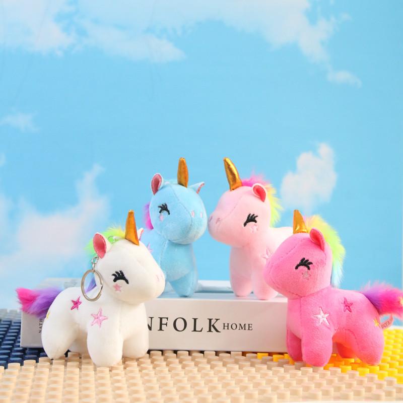Portachiavi Peluche Pony Arcobaleno Unicorno Bambola Carina Portachiavi in Metallo per Auto Accessori da Appendere Regalo Promozionale Cotone PP Nuovo