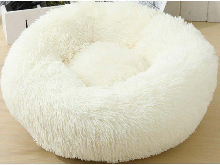 Round Warm Winter Pet Bed for Dogs & Cats - Non-Stick Hair Sleeping Nest for Small Pets