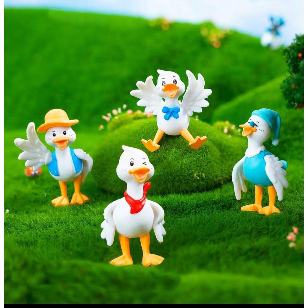 

Miniature Showpiece Set for Home Decor,Car Dashboard,Valentine,Living Room,Gifts Figurines,Cake Decoration Items 4 Pcs Cute Cool Duck Miniatur)