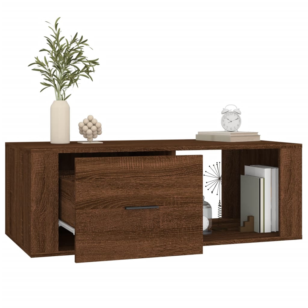 Coffee Table Brown Oak Effect 100 X 50.5 X 35 Cm Engineered Wood