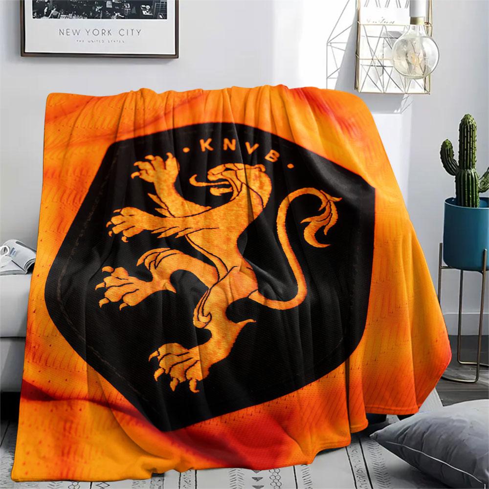 Netherlands national football logo Printed Flannel Blanket, soft throw for bedroom sofa, washable,soccer fan merchandise, great gift. 80cm x 120cm