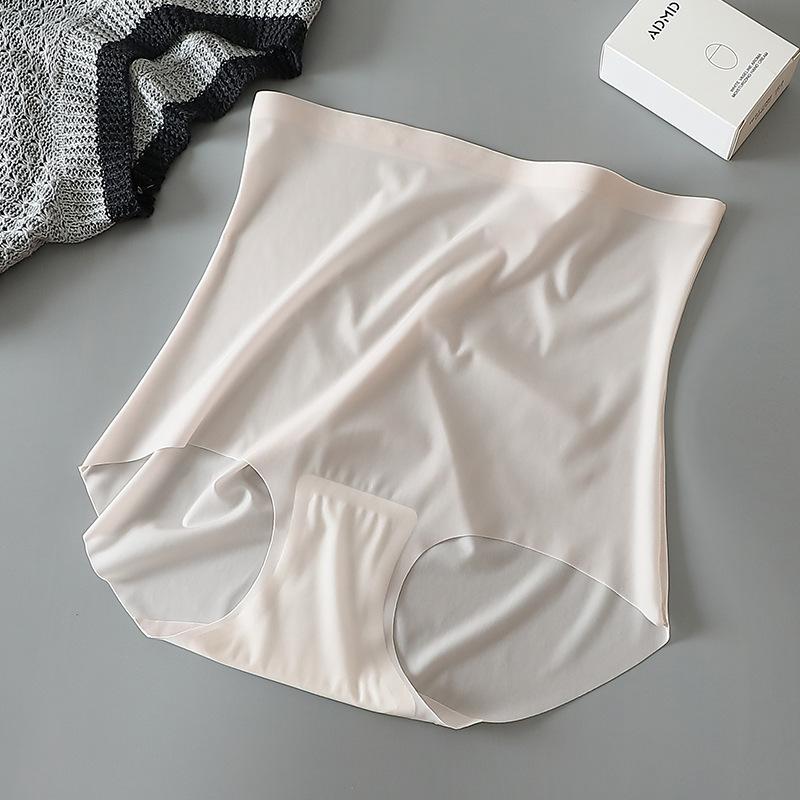 Skin Friendly and Breathable Ice Facial Mask High Waist Panties Seamless No Curling Edges Light and Thin Solid Color Triangle Women’s Panties