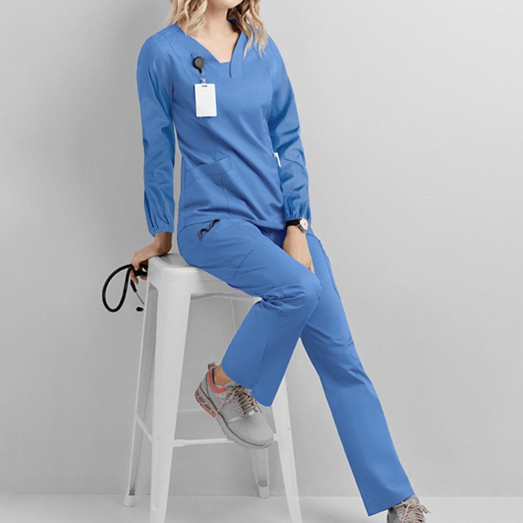 Autumn Winter Long Sleeve Scrub Suit Set Surgical & Isolation Gown Workwear
