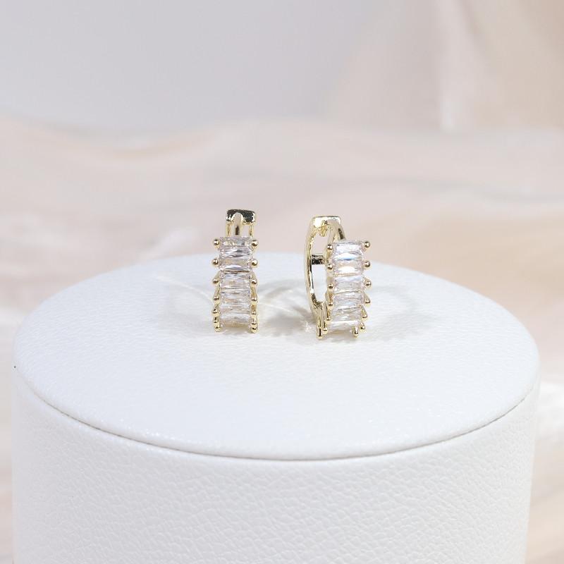 Design creativ simplu cercel pătrat cu închizătoare aur real 14K cupru rafinat incrustat cu zirconiu cercei pentru femei Zirconiu