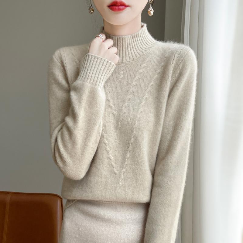 Women's Cashmere Sweater Qinghe Cashmere 30% Cashmere 70% Wool Autumn and Winter Cashmere Thick Pullover Soft and Warm