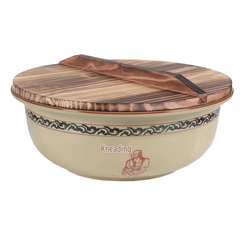 Ningzhao Ceramic Dough Mixing Bowl with Cedar Wood Lid