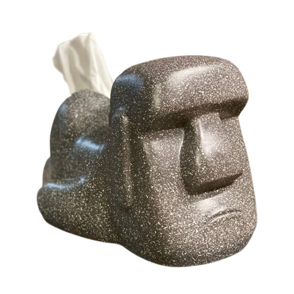 Sac Taske Moai Statue Tissue Case, Fun Item, Moai Tissue Holder, Funny Gift (Dark Gray)