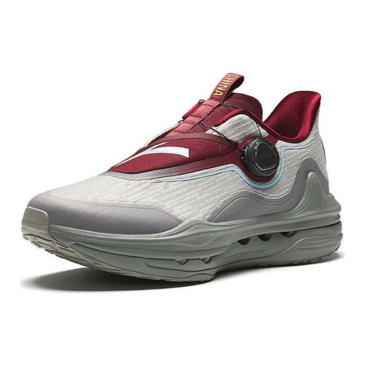 New Anta Champion Series Durable Breathable Low Top Running Shoes Men's Gray Red 112345508A-2