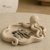 3D Printed Octopus Organizer Storage Tray, Printing Molding, with Tentacle Matte Black Tray Groove Integrated for Keys Jewelry Stationery Decorative