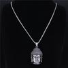 Bohemia Yoga Buddha Head Stainless Steel Necklace Women Silver Color Statement Necklaces Jewelry Collares Para Mujer NZZ64S04