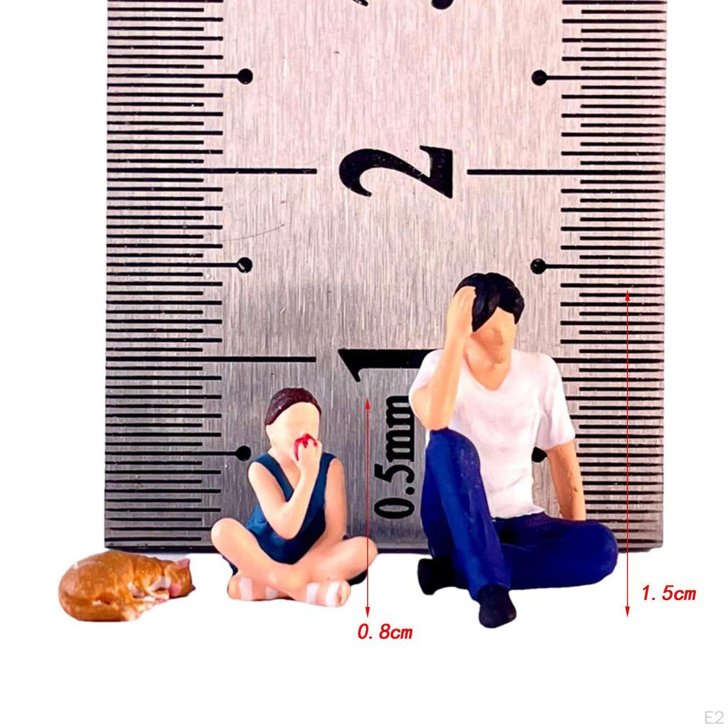 1/64 Diorama Figures Miniature Layout Sitting Thinking Man and Girls for Model Building Kits