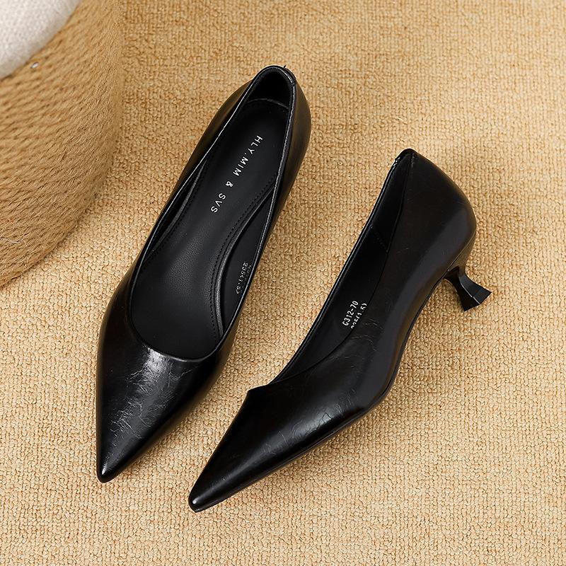 G312-70 Pointed Thin Heel Mid-heel Shoes 2025 Autumn and Winter New Women's Shoes Commuting Shallow Single Shoes Women