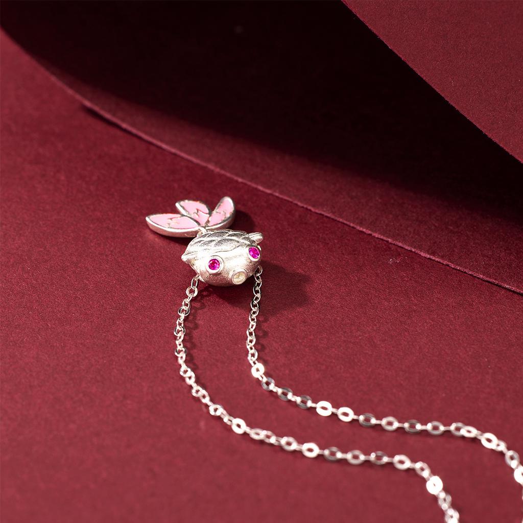 S925 Sterling Silver Bobo Fish Necklace Women's Light Luxury High-end Small Goldfish Koi Pendant Smart Fish Tail