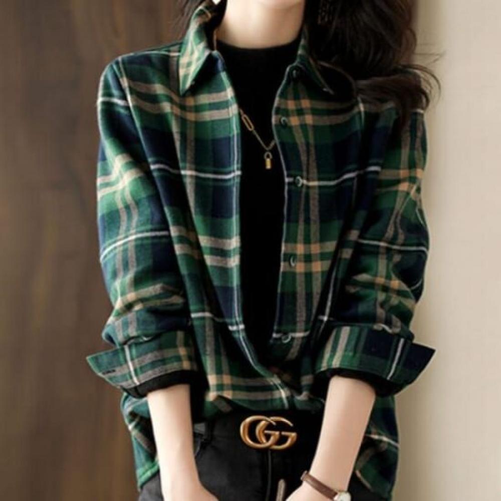 Navava Men Casual Retro Check Long Sleeve Shirt Nb1782