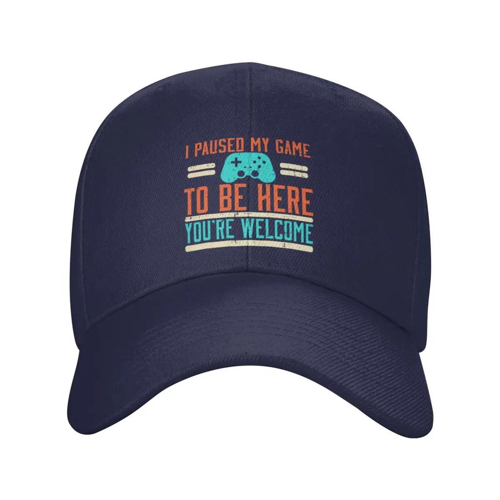 Custom Gamer Paused My Game To Be Here Video Gaming Gift Baseball Cap Hip Hop Women Unisex Adjustable Dad Hat Summer Snapback Caps