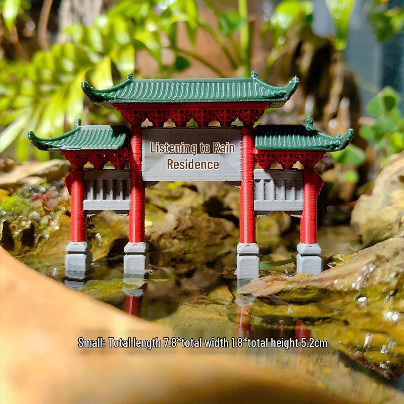 Ancient Chinese Paifang Rockery Bonsai Micro Landscape Ornaments