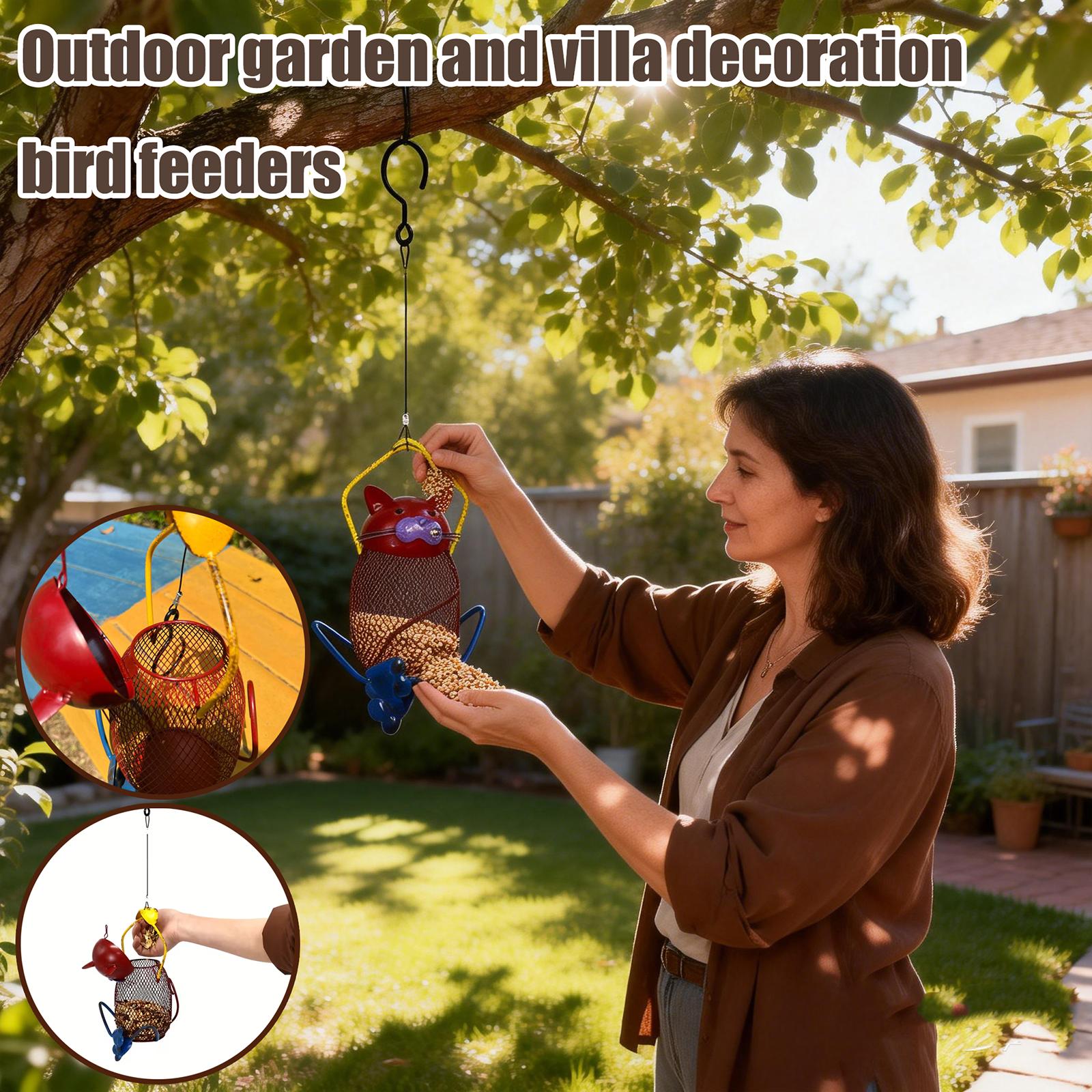 

Кормушка для птиц - Железная сетка, Идеально подходит для украшения сада и виллы на открытом воздухе One Size красный